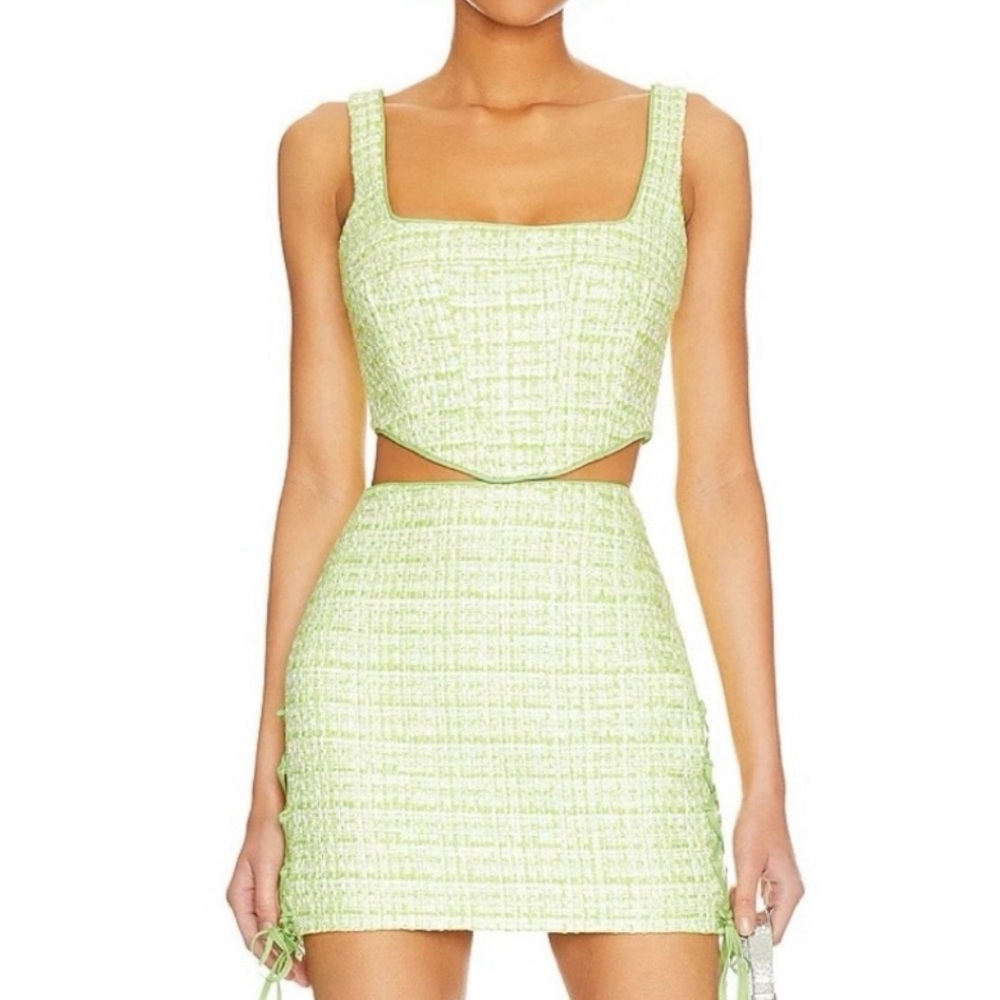 Lovers & Friends lime tweed skirt set